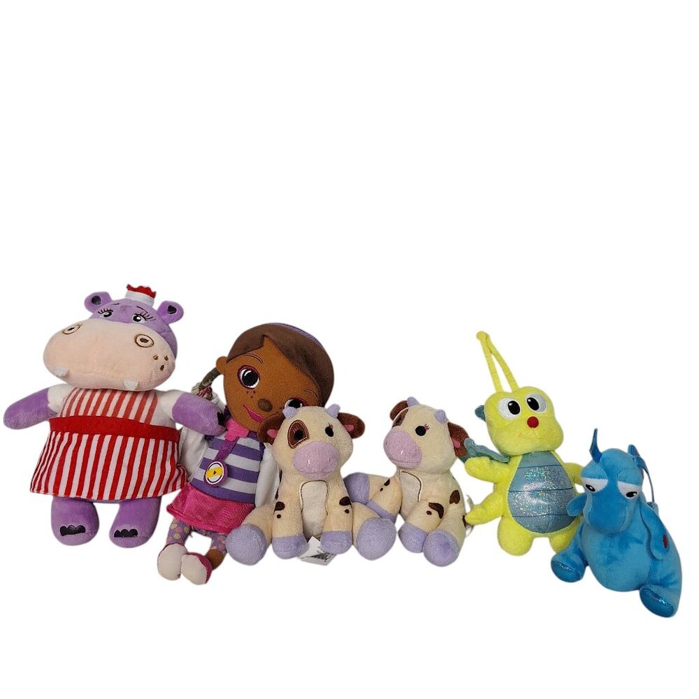 Doc McStuffins Plush Lot Stuffy Flicker Firefly Moo Moo Cow Hallie Hippo